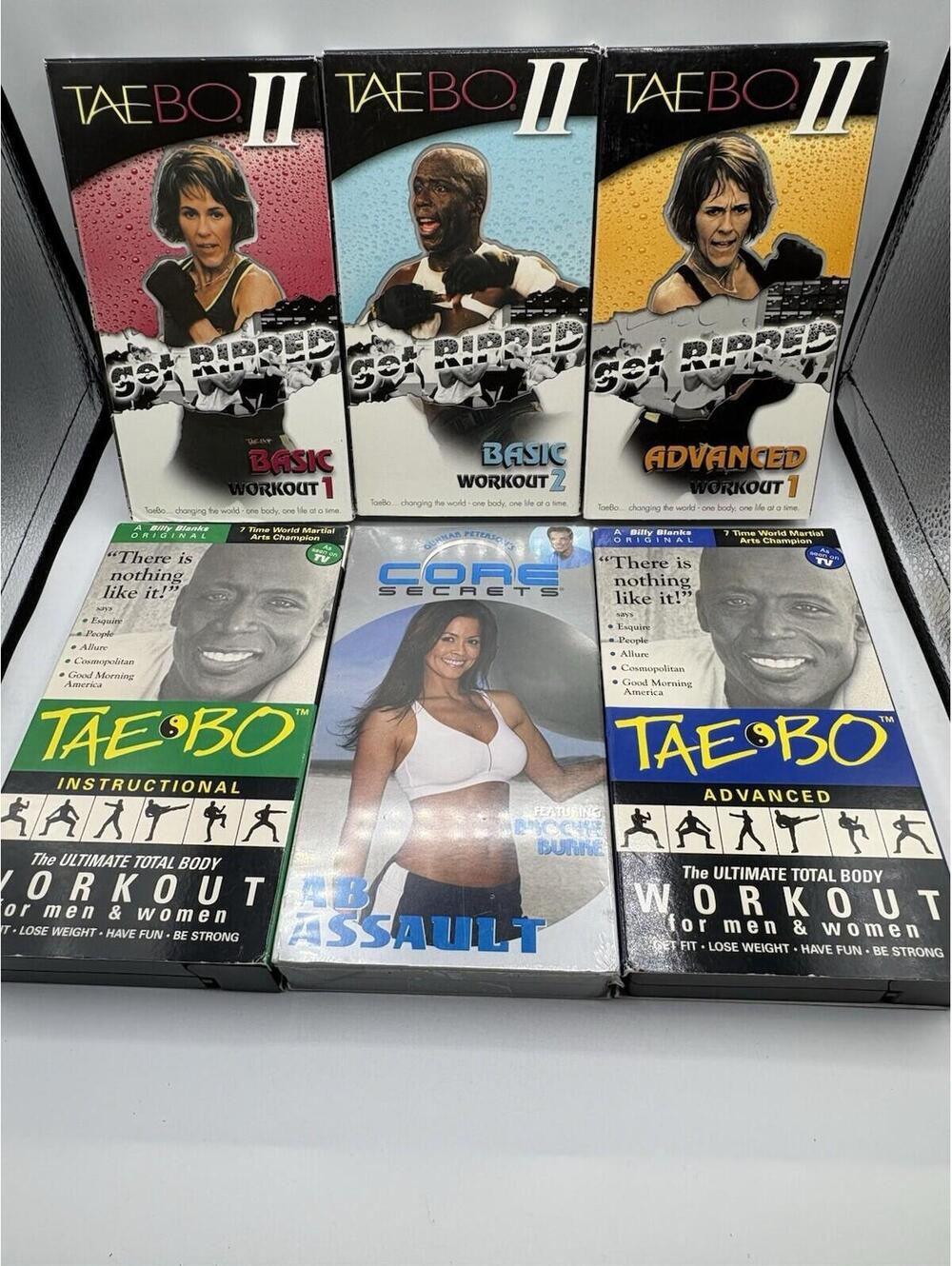 Lot of 6 Vintage Exercise VHS Tapes Tae Bo Ab Assault Billy Blanks Brooke Burke